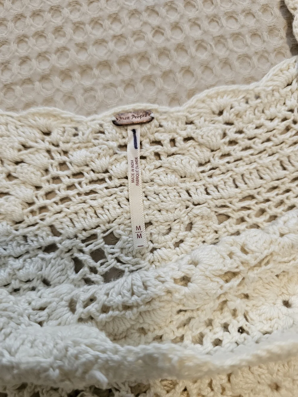 Free People Lost In Your Eyes Crochet Top | Boho Cotton Open Knit | Size medium